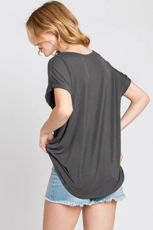 Graphite Crew Neck Loose Top