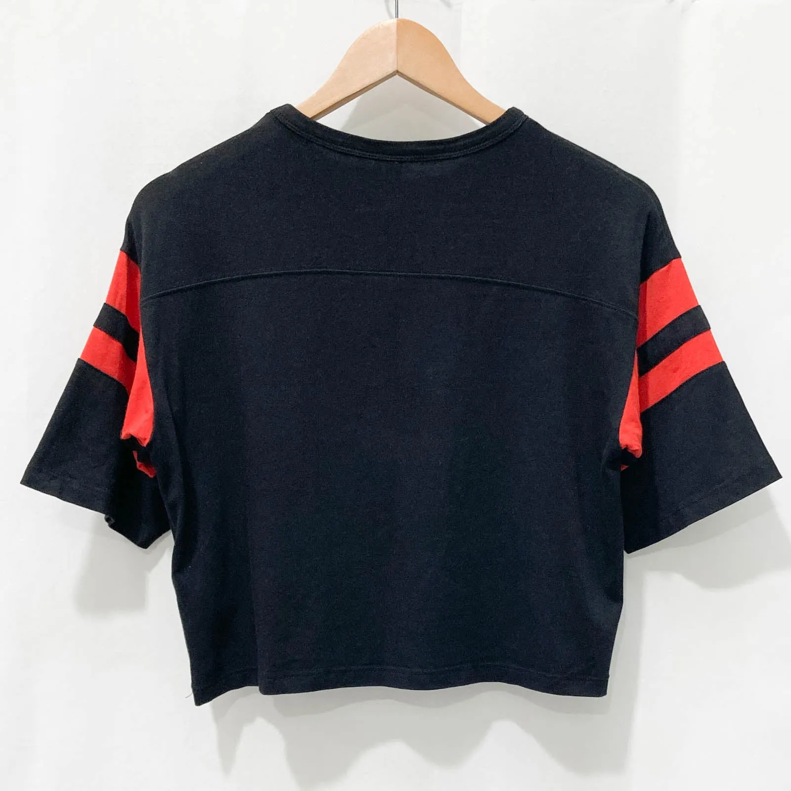H&M Divided Black & Red Glitter Cosmic Babe Slogan Cropped T-Shirt XS
