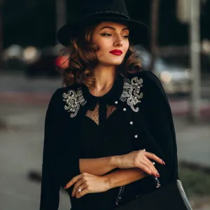 Hand Beaded Cardigan in Black