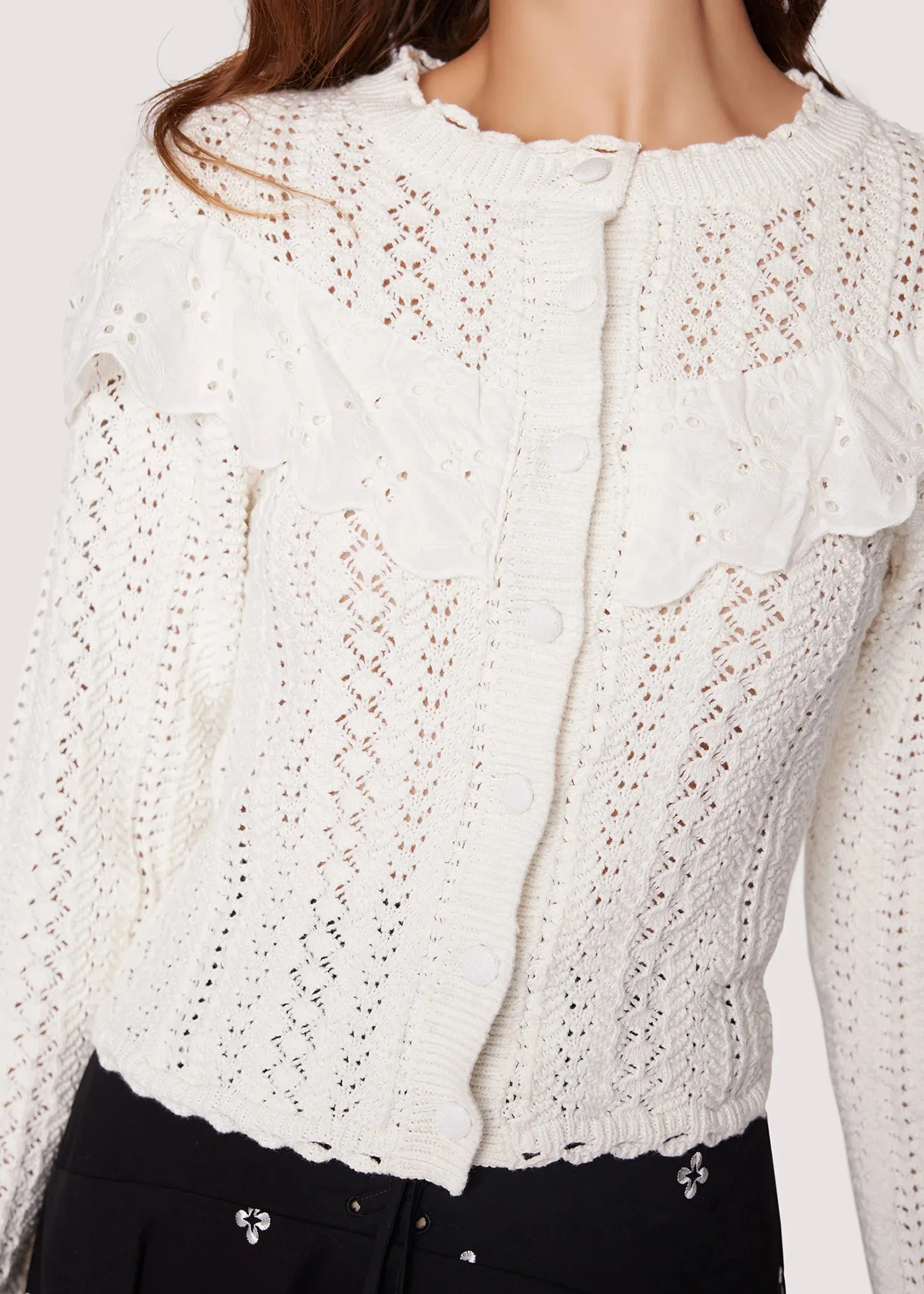 Irina Scallop Lace Pointelle Cardigan