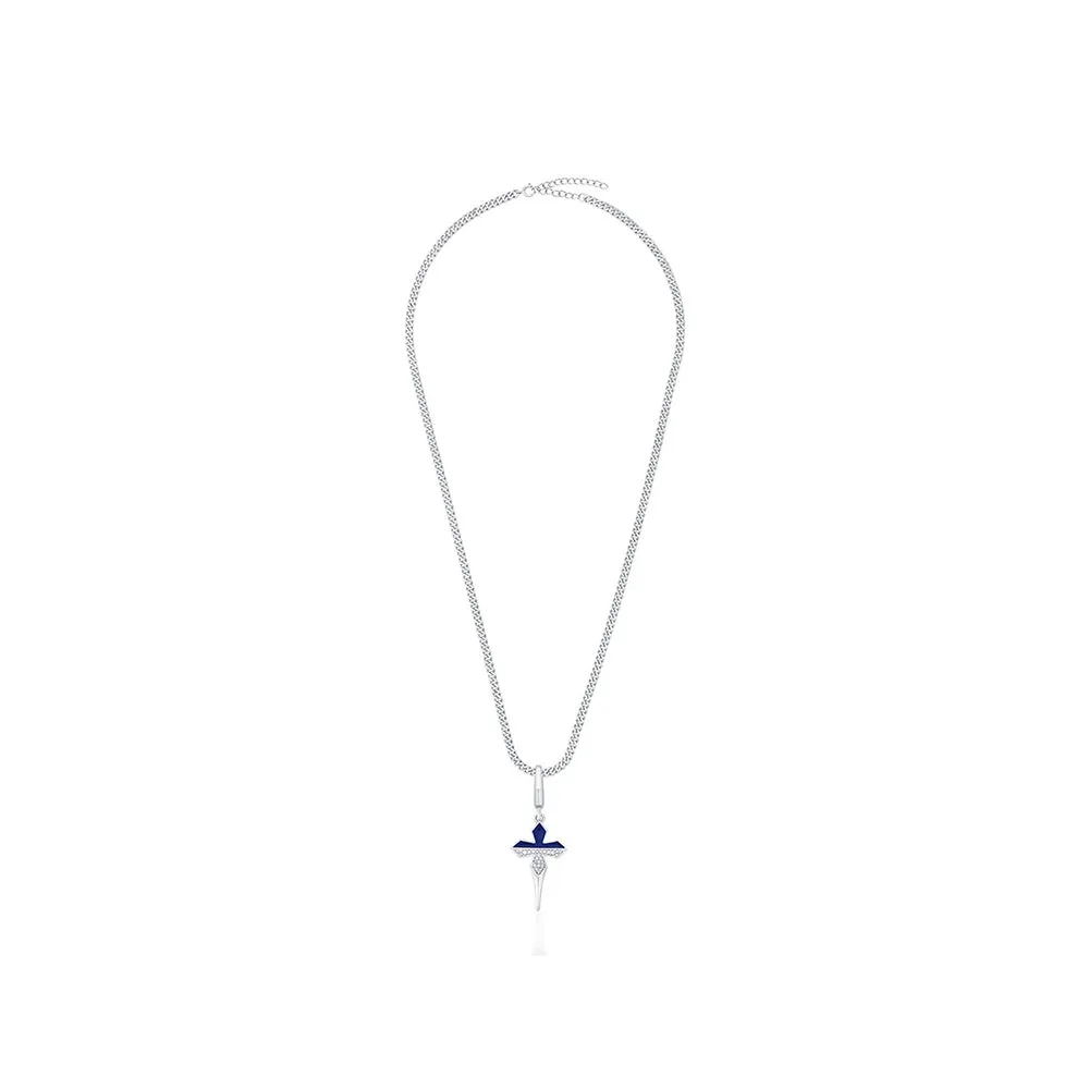 Isharya Cross Chrome Blue Charm Rhodium Plated