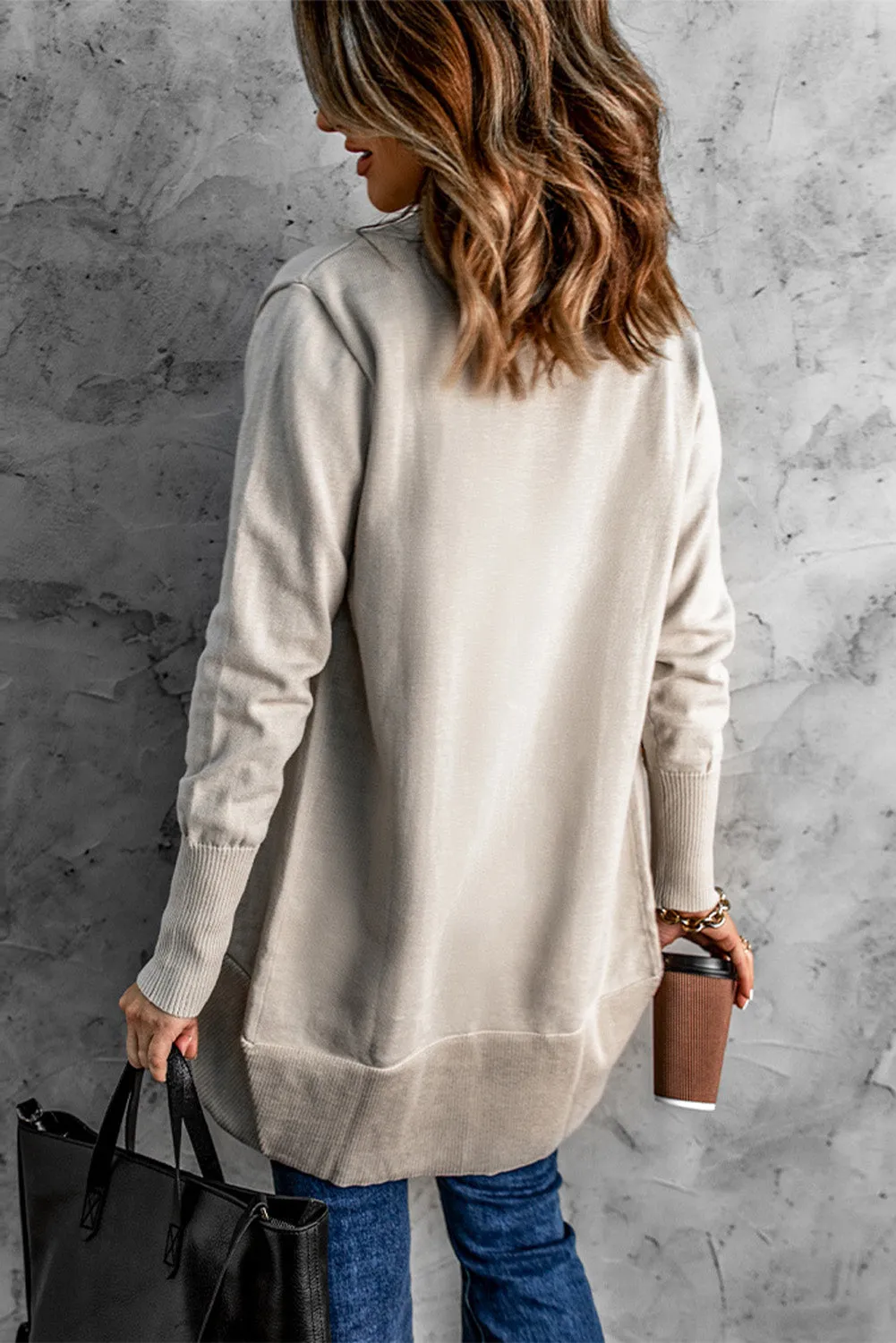 Khaki Super Soft Long Sleeves Open Cardigan
