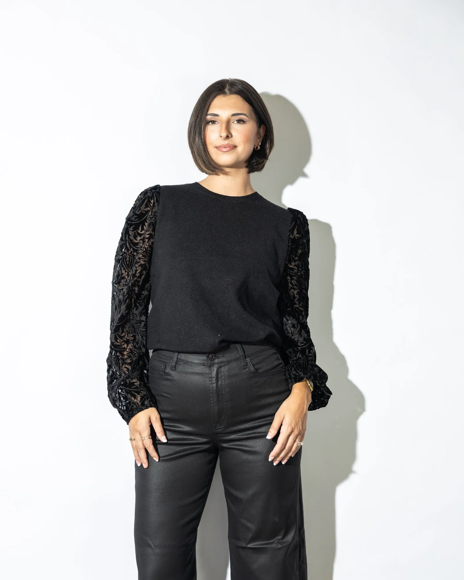 Lacey Contrast Sleeve Blouse