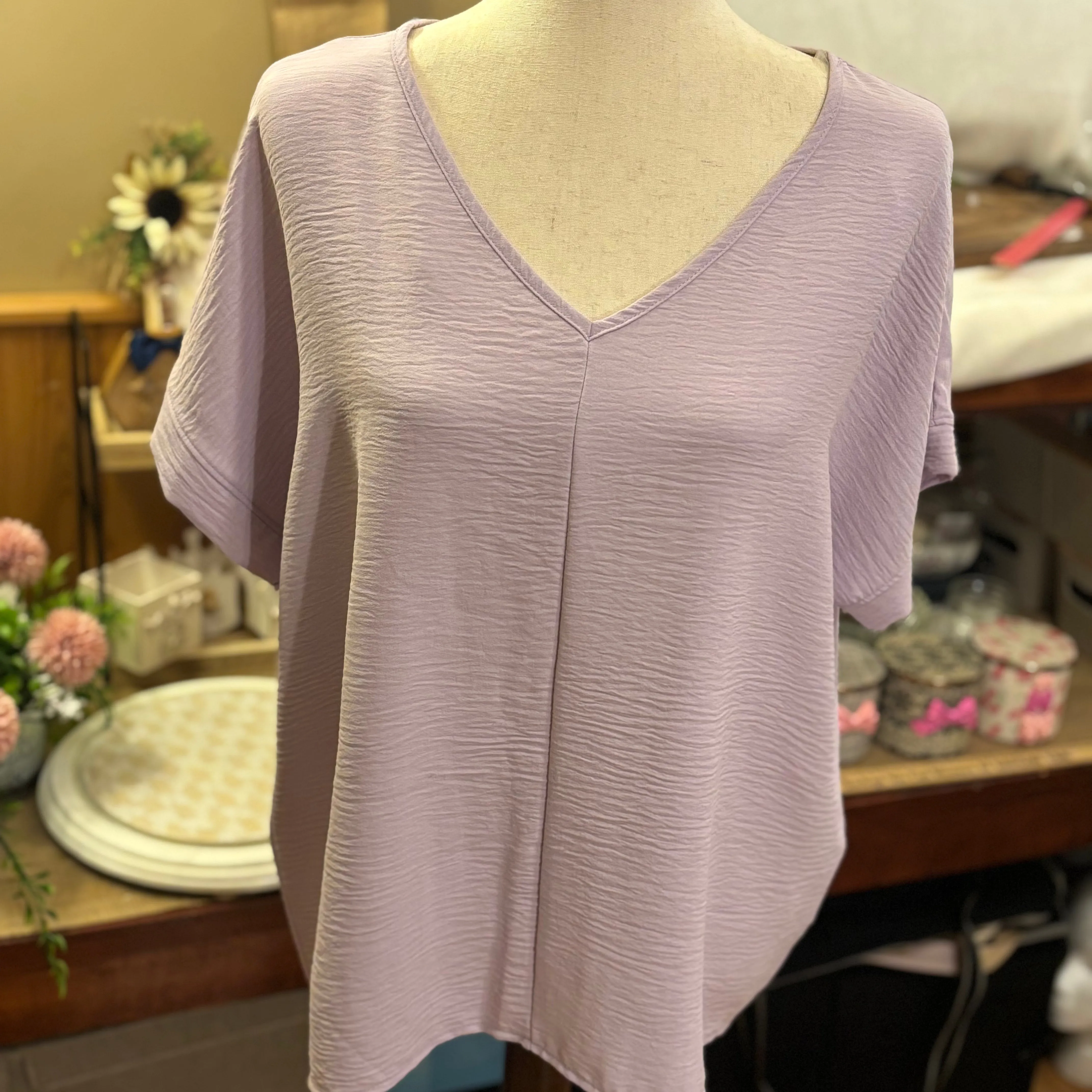 Ladies V-Neck Short Sleeve Top