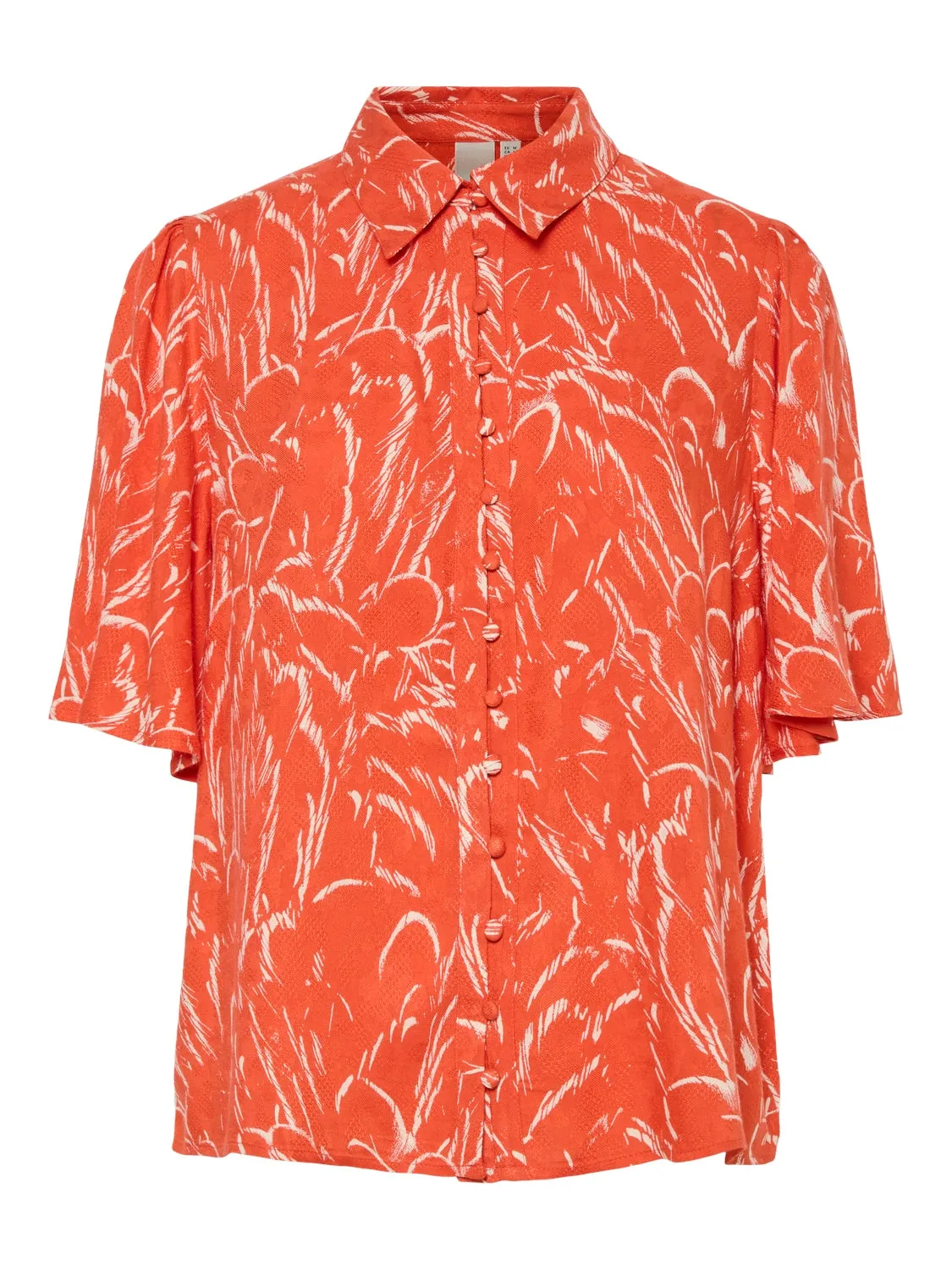 Lefira Cropped Sleeve Shirt Cherry Tomato Featherly