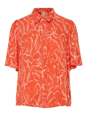 Lefira Cropped Sleeve Shirt Cherry Tomato Featherly
