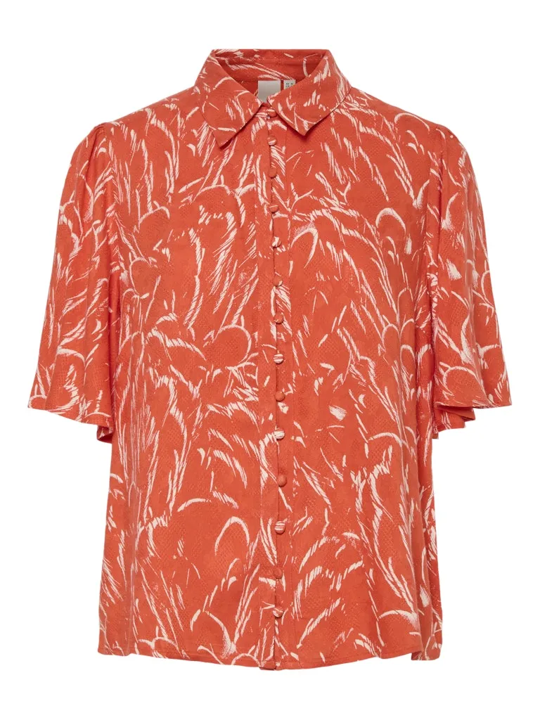 Lefira Cropped Sleeve Shirt Cherry Tomato Featherly