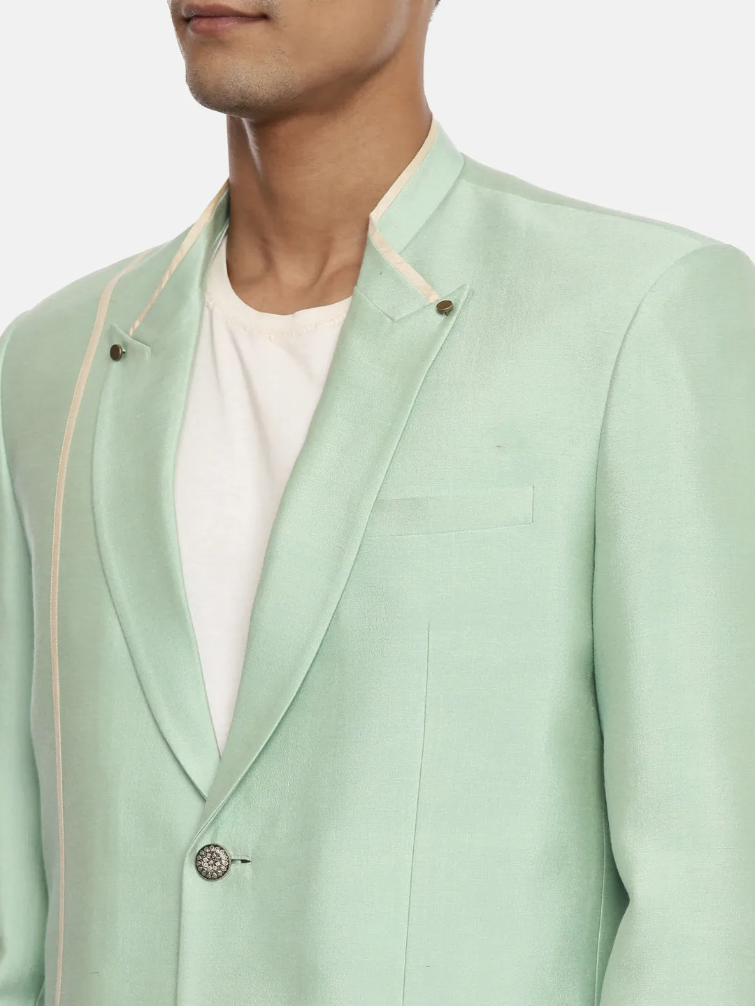 Light Green Men's Silk Blazer - MMJ086