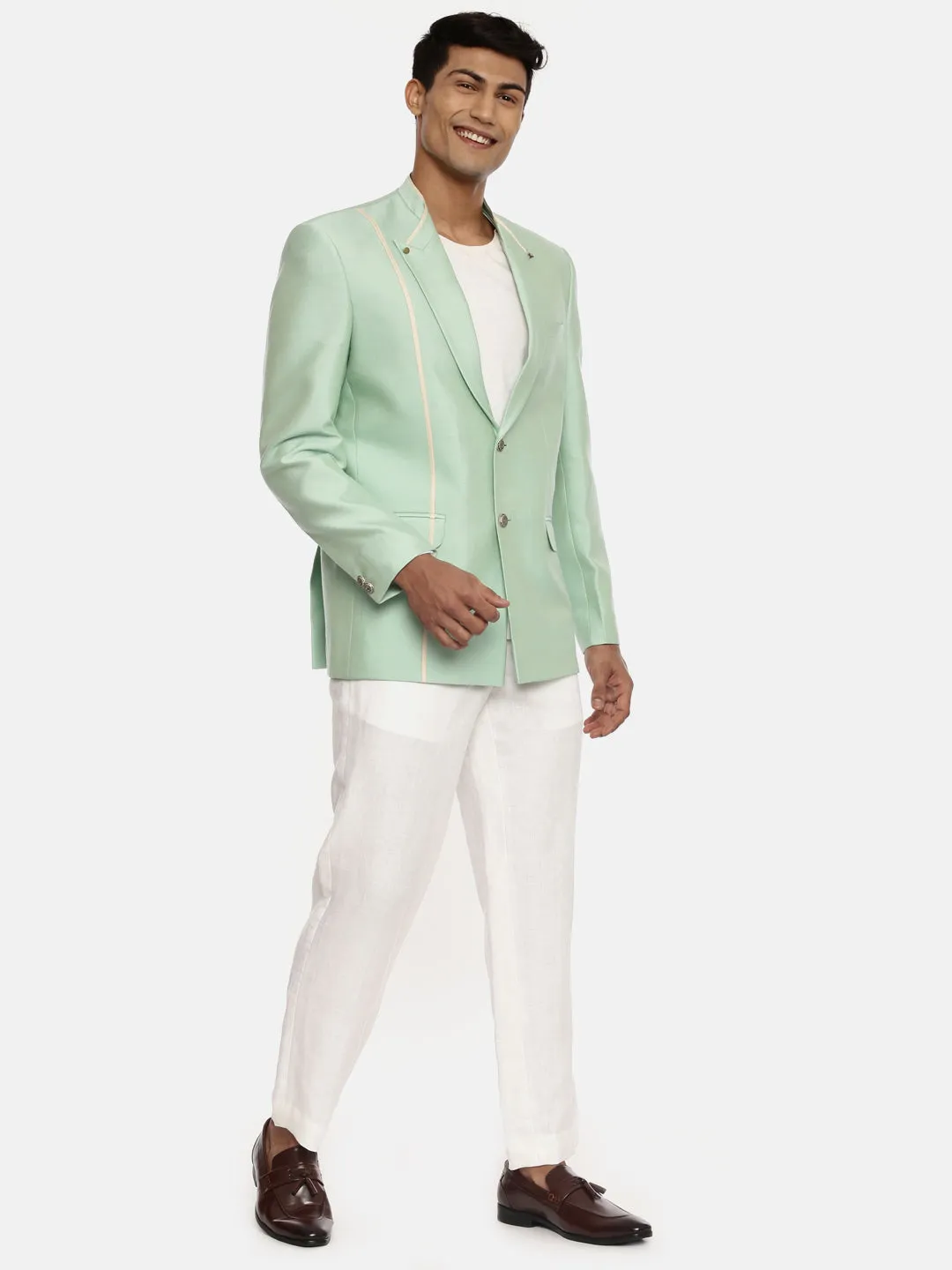 Light Green Men's Silk Blazer - MMJ086