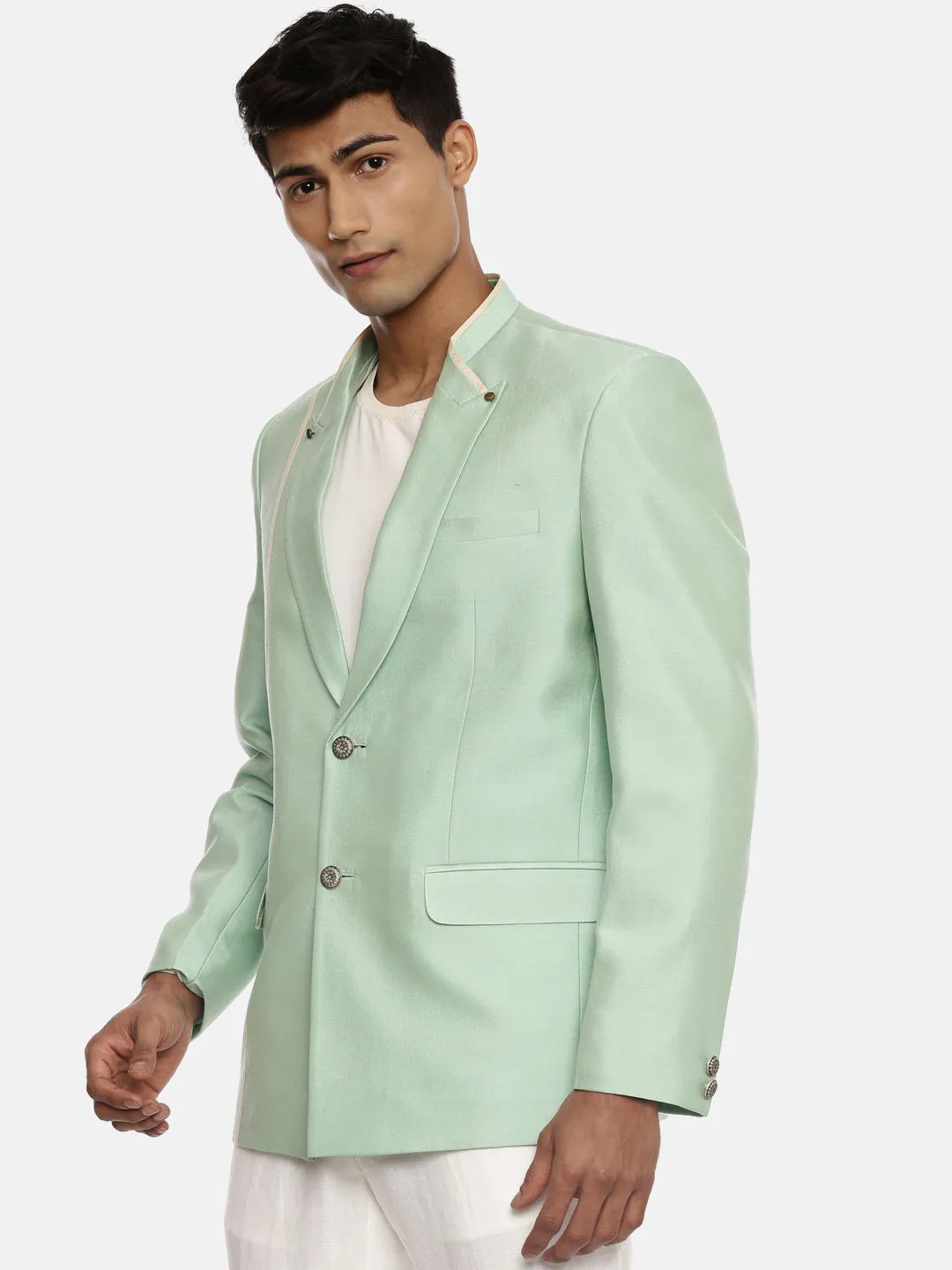Light Green Men's Silk Blazer - MMJ086