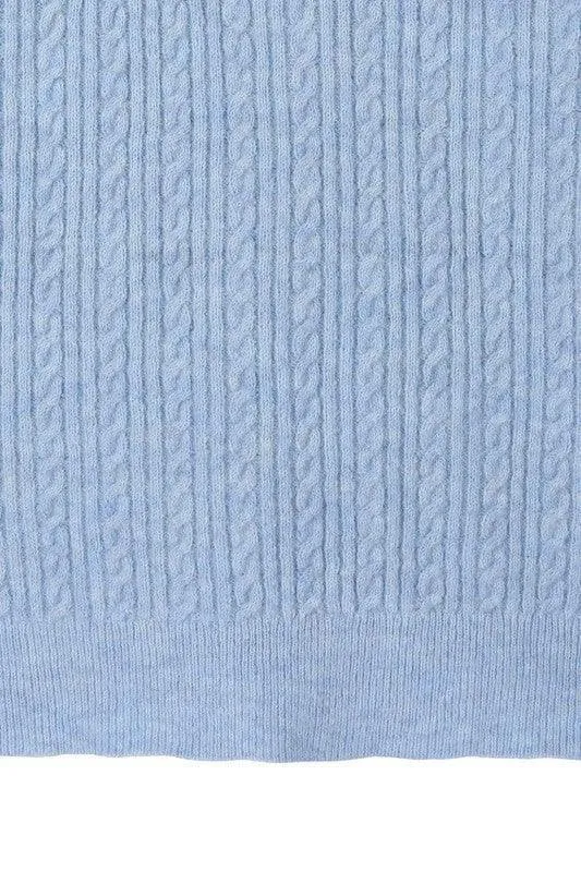 LILOU Wool Blended Cable Knitted Cardigan, Light Blue