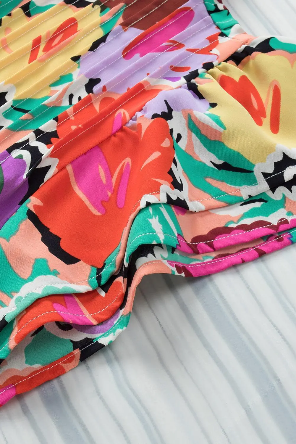 Live Colorfully Flutter Sleeve Floral Blouse