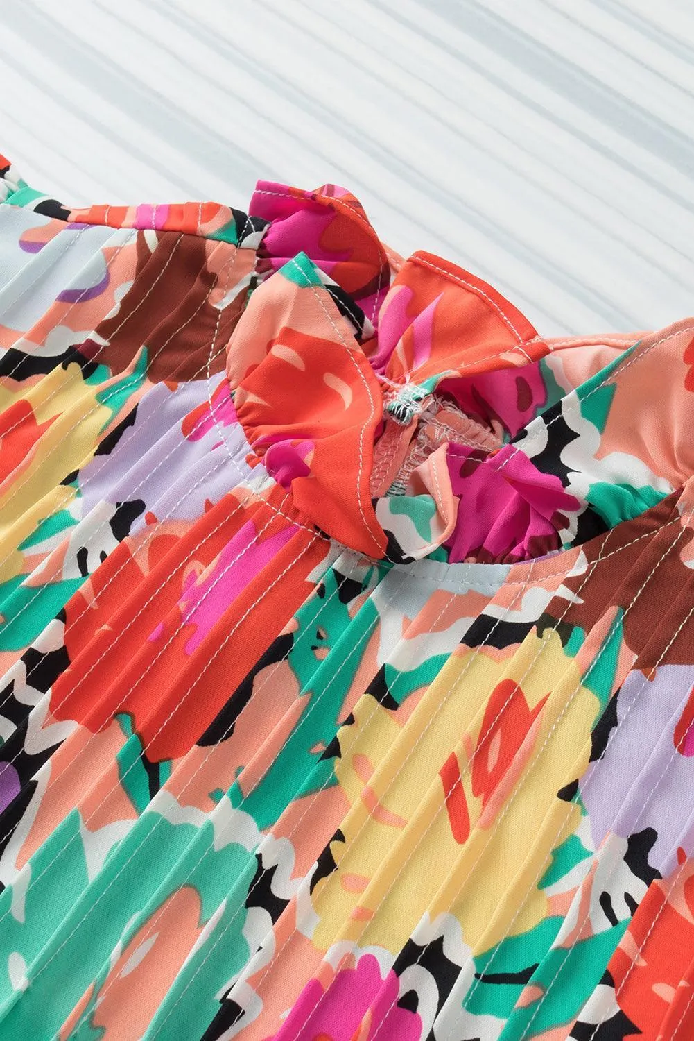 Live Colorfully Flutter Sleeve Floral Blouse