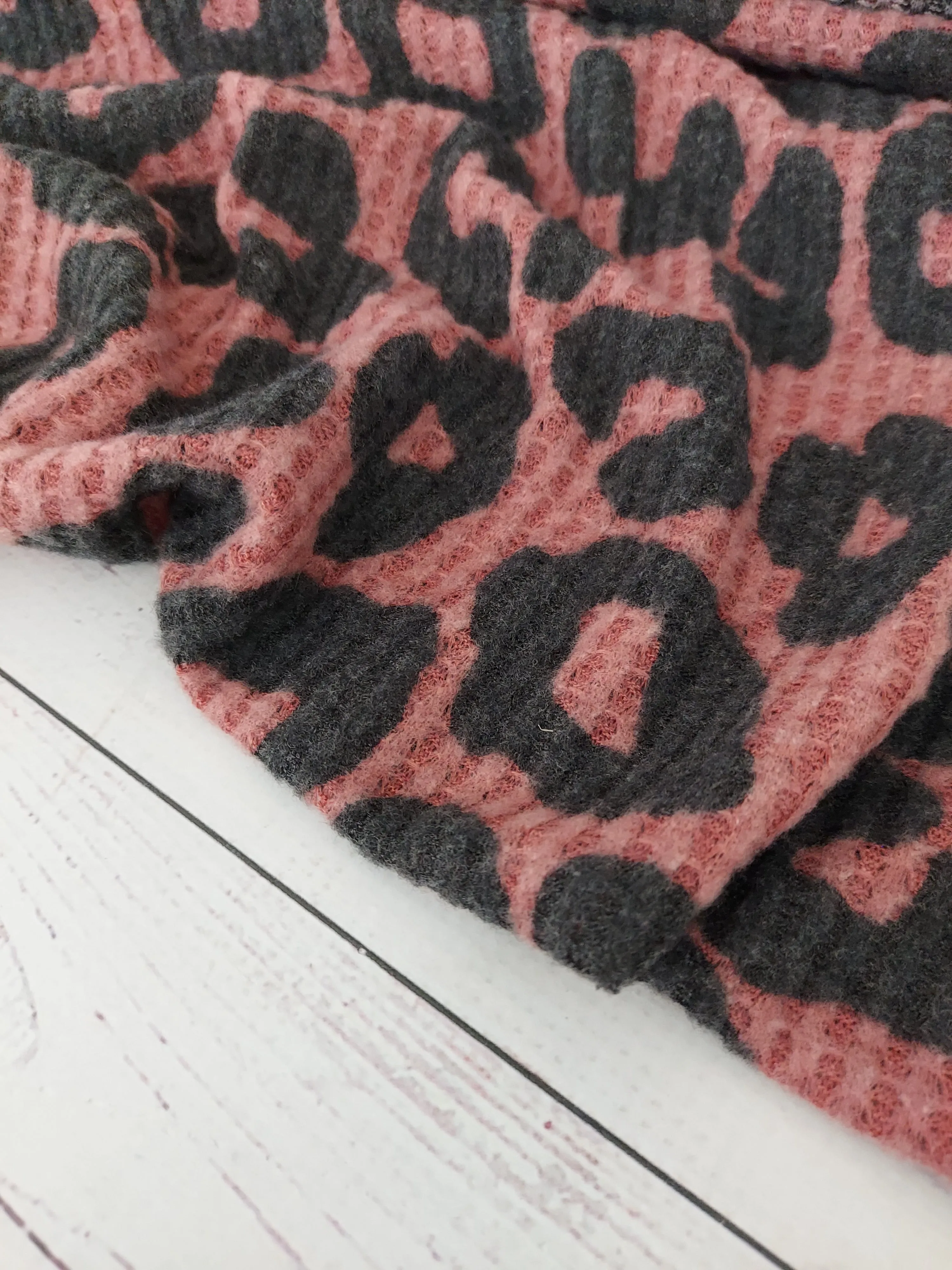 Mauve Animal Print Brushed Waffle Knit {by the half yard}