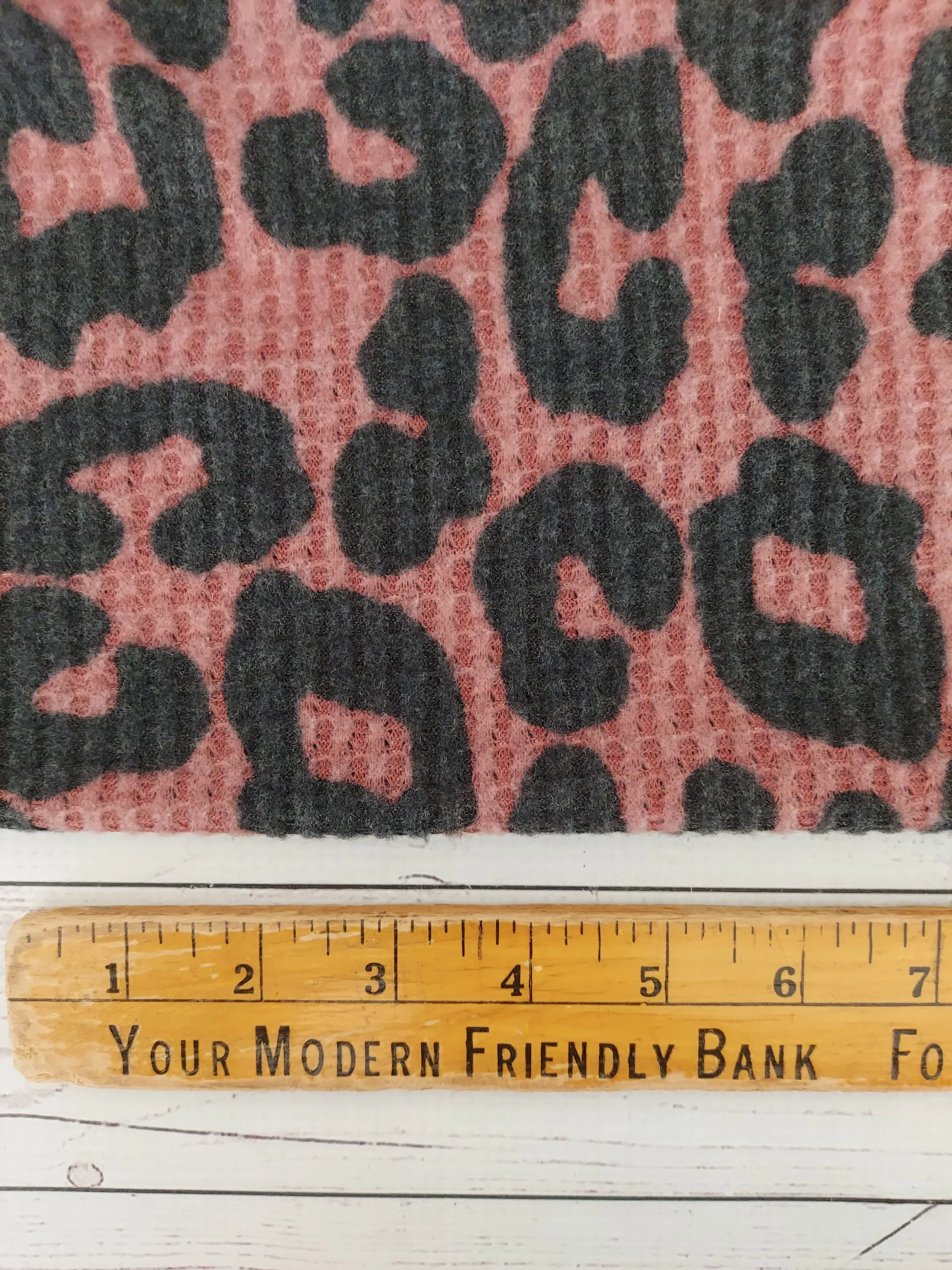 Mauve Animal Print Brushed Waffle Knit {by the half yard}