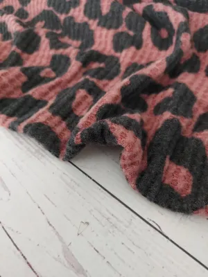 Mauve Animal Print Brushed Waffle Knit {by the half yard}