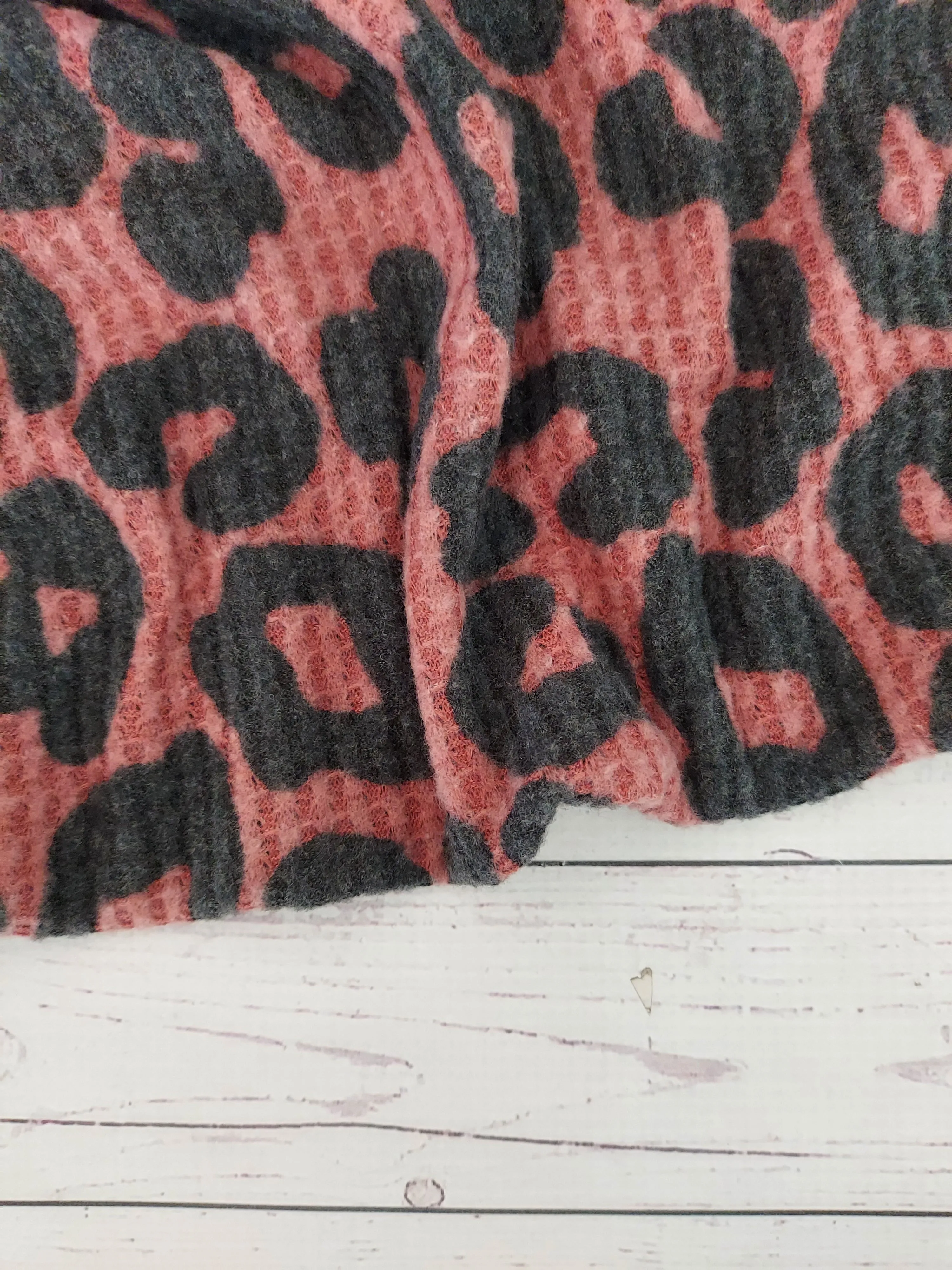 Mauve Animal Print Brushed Waffle Knit {by the half yard}