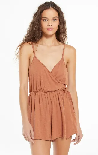 Mia Slub Romper | Vintage Brown