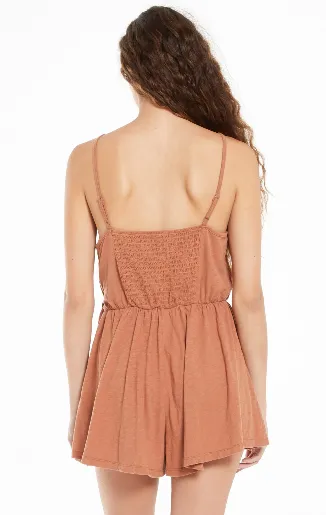 Mia Slub Romper | Vintage Brown