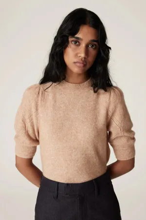 Mohair Puff Sleeve Tee | Camel