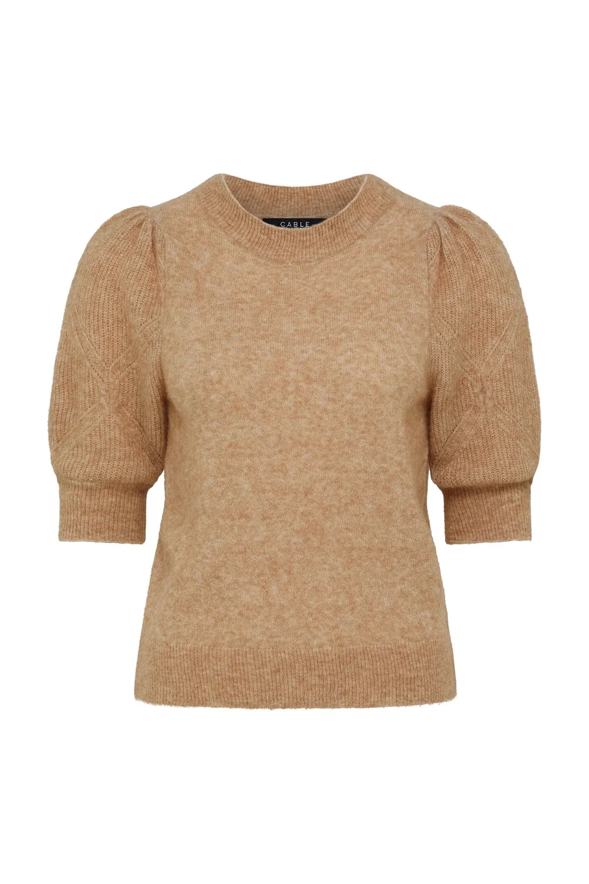 Mohair Puff Sleeve Tee | Camel