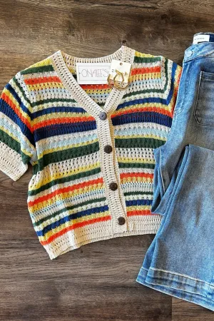 Multi Color Crochet Cardigan