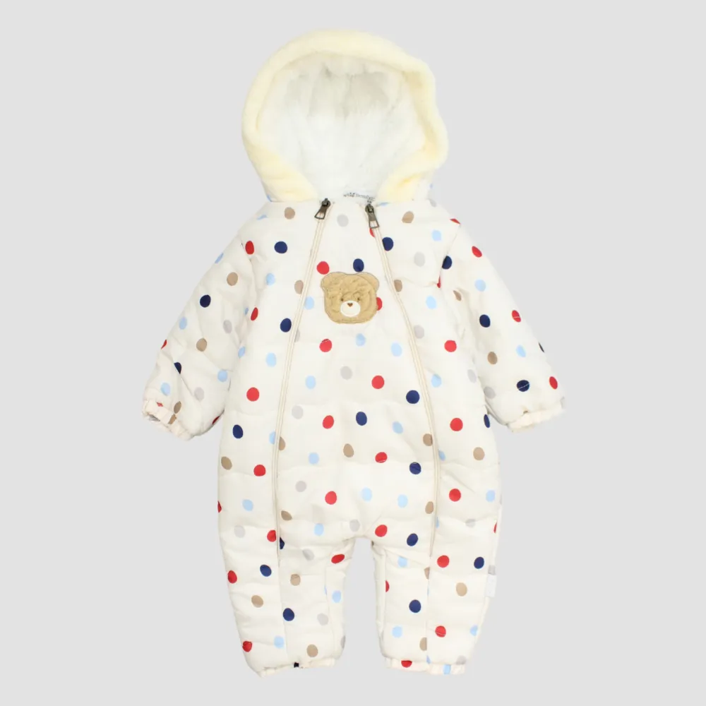 Multicolored Dots Long-Sleeved Fleeced Overall