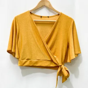 New Look Golden Yellow Sparkly True Wrap Top UK16