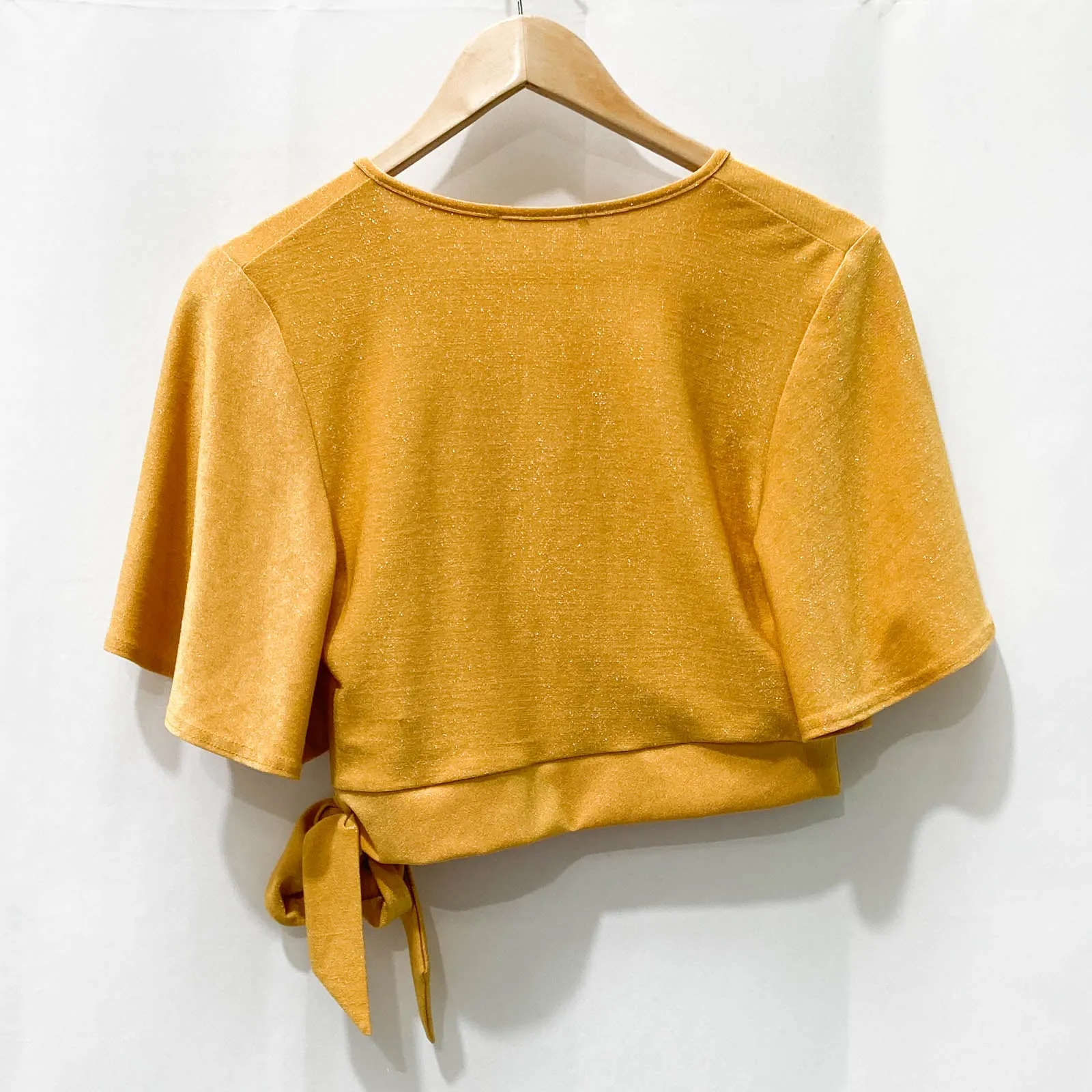 New Look Golden Yellow Sparkly True Wrap Top UK16