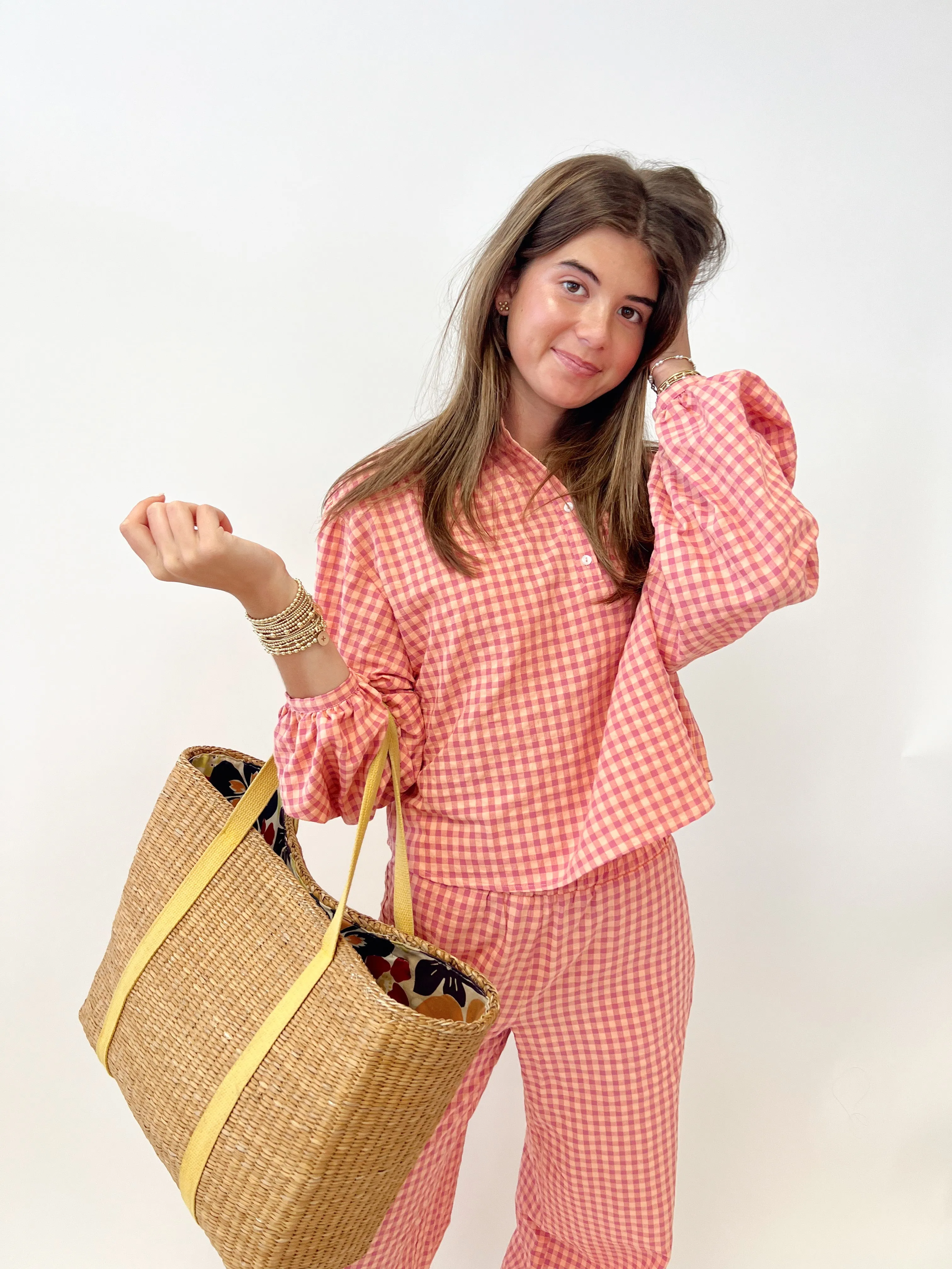 Noura Textured Gingham Top