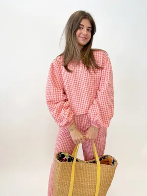 Noura Textured Gingham Top