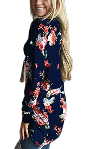 ONLYSHE Women's Boho Irregular Long Sleeve Coverup Coat Tops Outwear Navy XX-Large