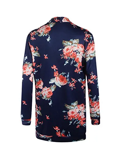 ONLYSHE Women's Boho Irregular Long Sleeve Coverup Coat Tops Outwear Navy XX-Large