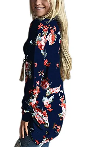 ONLYSHE Women's Boho Irregular Long Sleeve Coverup Coat Tops Outwear Navy XX-Large