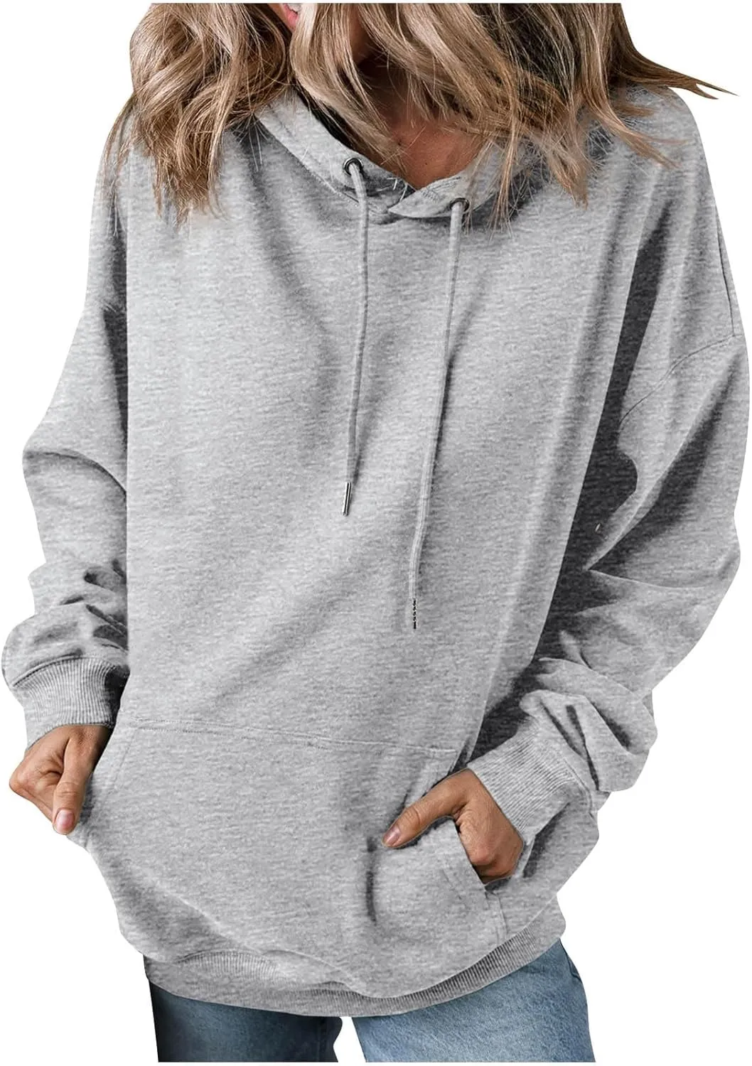 Oversized Hoodies for Women Casual Long Sleeve Drawstring Pullover Hooded Top Loose Fit Comfy Sweatshirts with Pocket