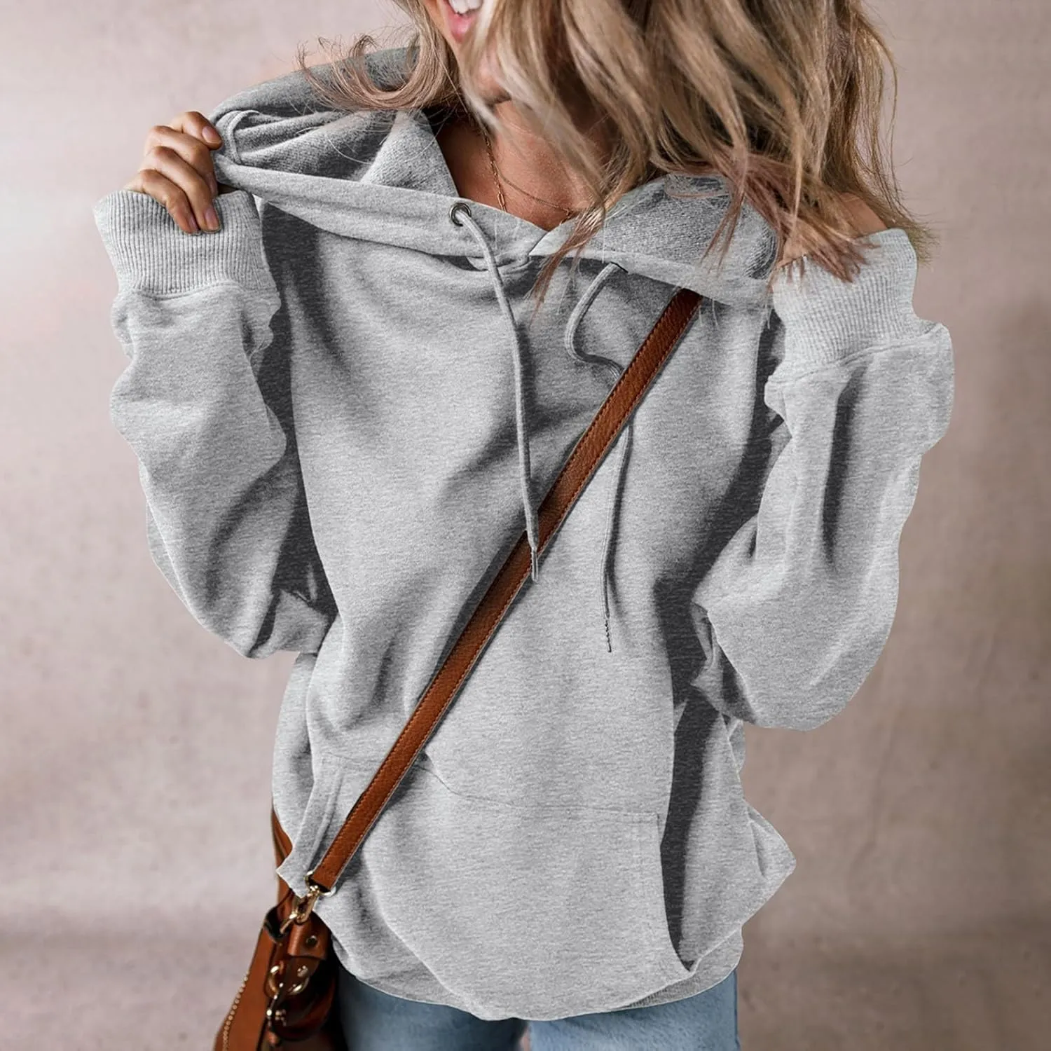 Oversized Hoodies for Women Casual Long Sleeve Drawstring Pullover Hooded Top Loose Fit Comfy Sweatshirts with Pocket
