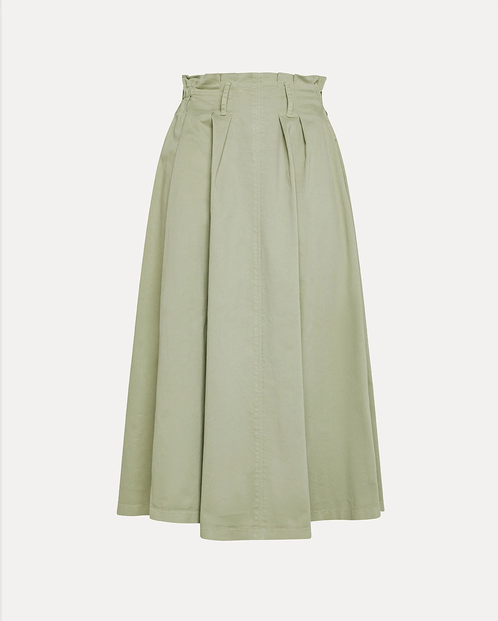 PEACHED ELASTICATED SKIRT / OLIVE