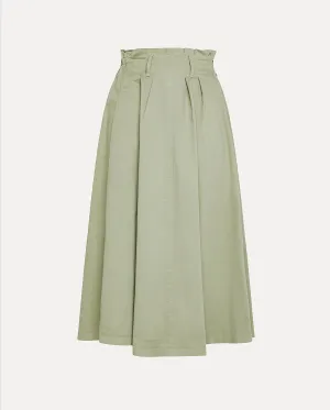 PEACHED ELASTICATED SKIRT / OLIVE