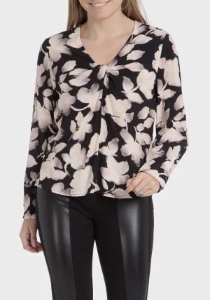 Printed Loose Fitting Blouse - Black