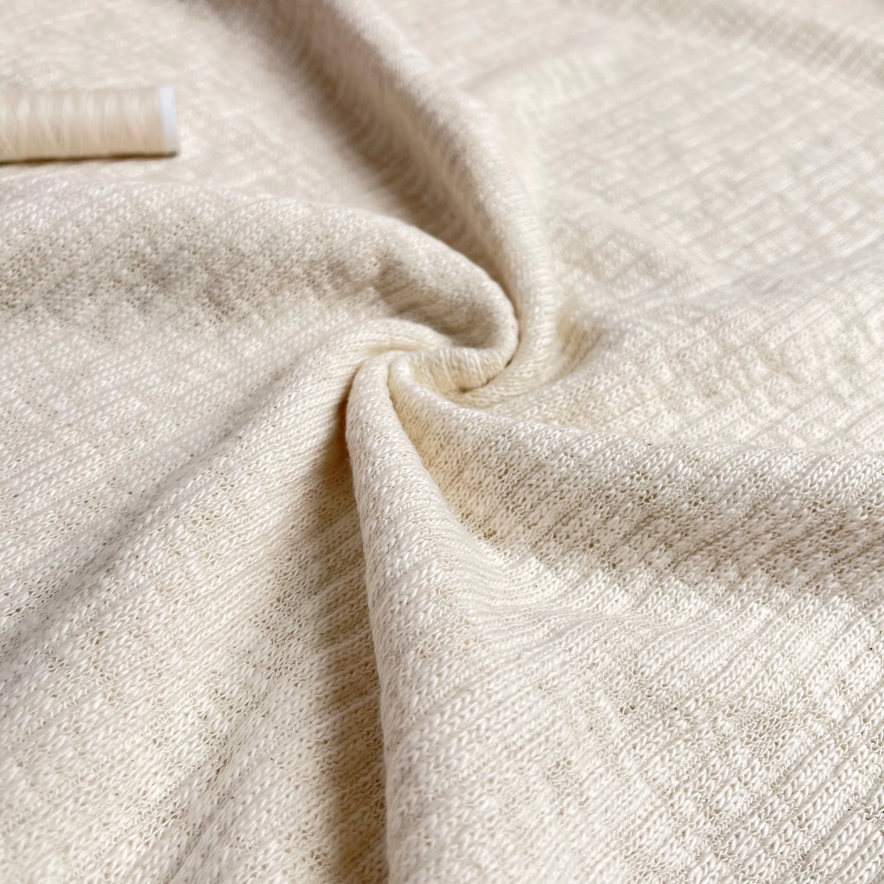 REMNANT 0.9 Metre - Natural Recycled Cotton Knit Fabric