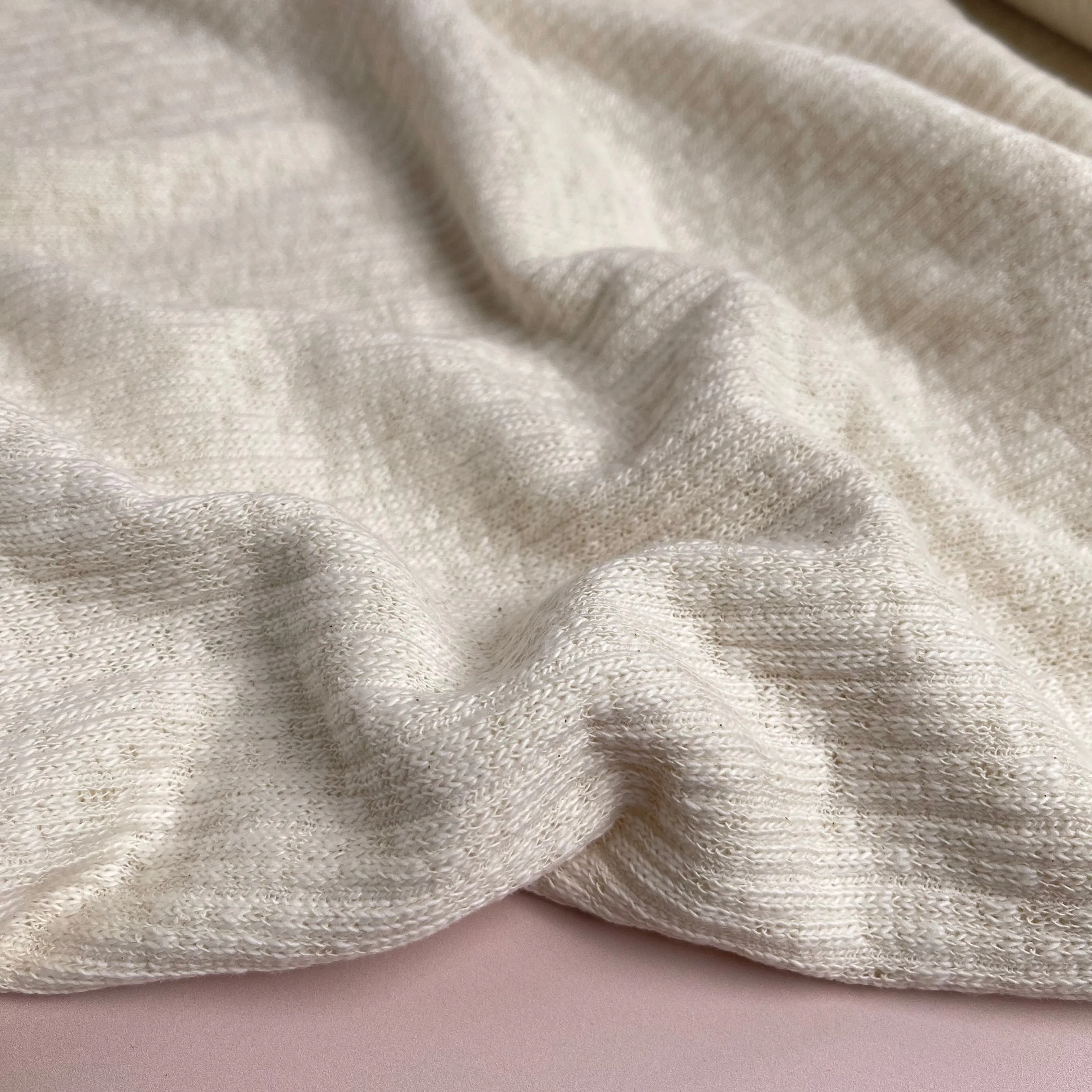 REMNANT 0.9 Metre - Natural Recycled Cotton Knit Fabric