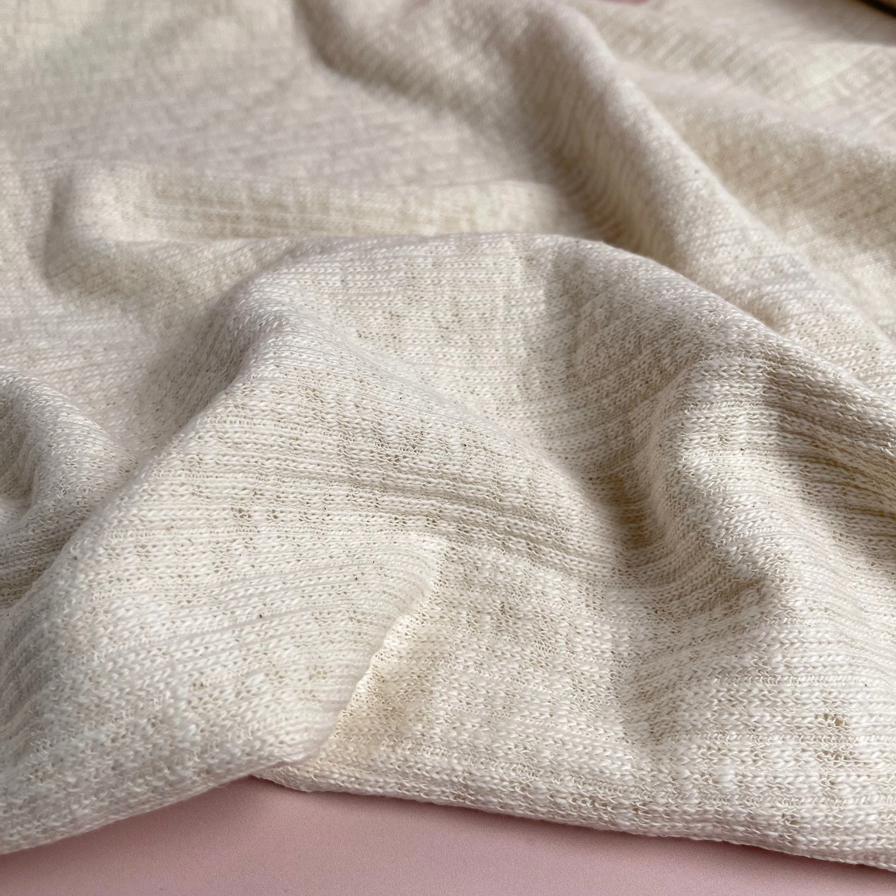 REMNANT 0.9 Metre - Natural Recycled Cotton Knit Fabric