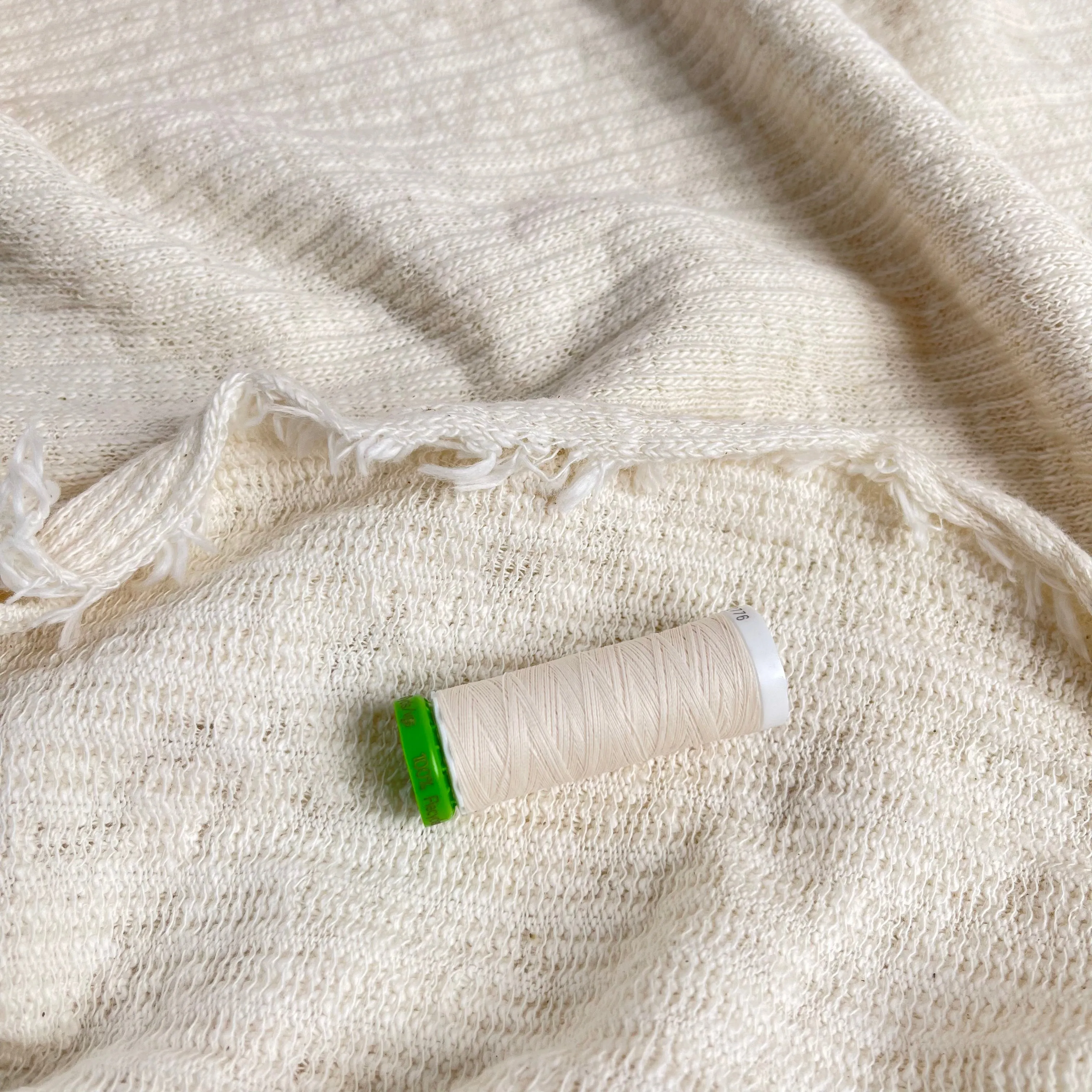 REMNANT 0.9 Metre - Natural Recycled Cotton Knit Fabric