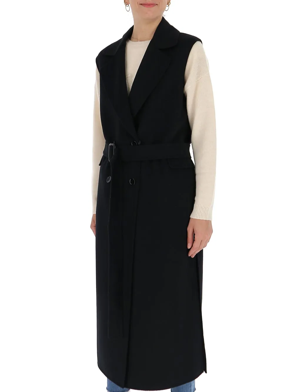 'S Max Mara Double-Breasted Sleeveless Coat