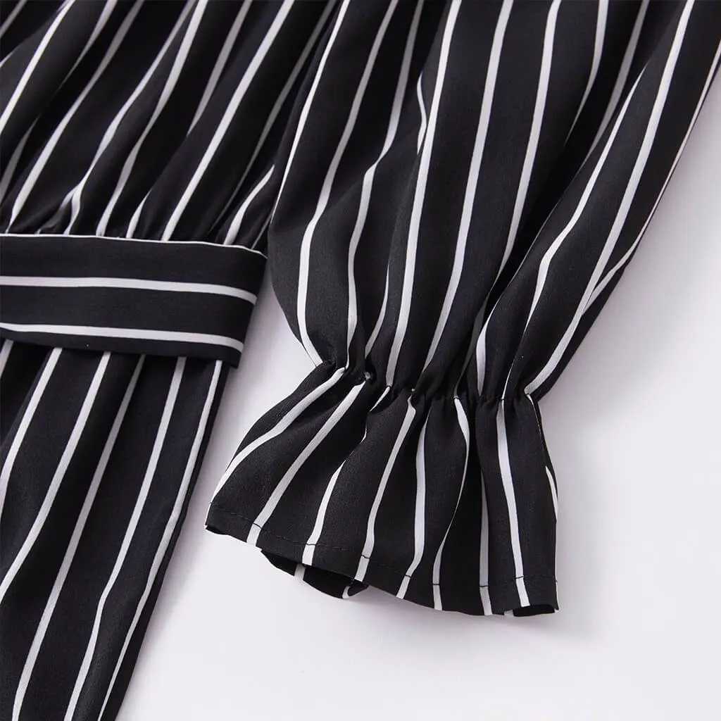 Sale！Striped One-Shoulder Long-sleeve Matching Jumpsuits