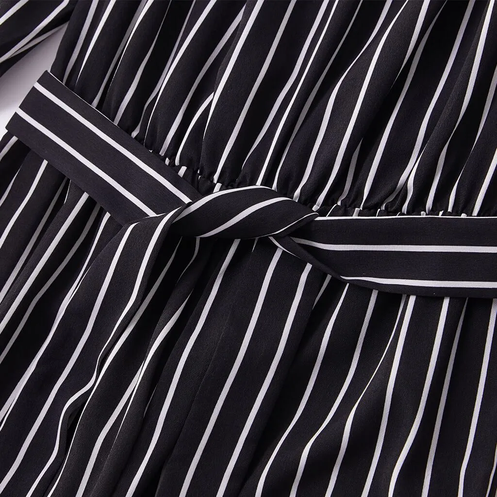 Sale！Striped One-Shoulder Long-sleeve Matching Jumpsuits