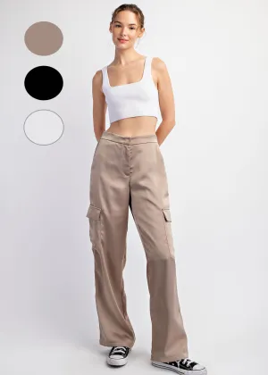 Satin Cargo Pants