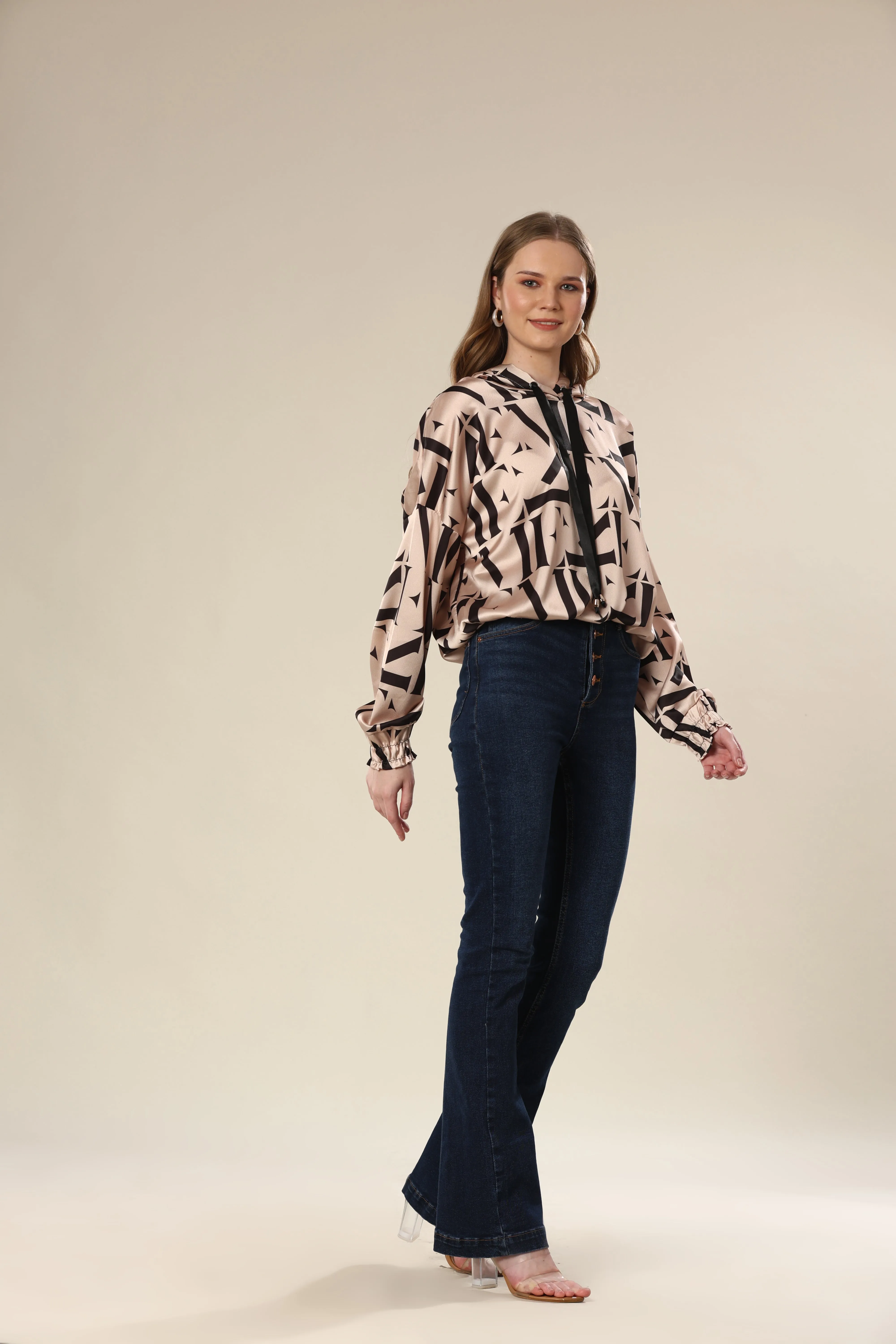 Satin Serenity Loose Fit Hoody Top