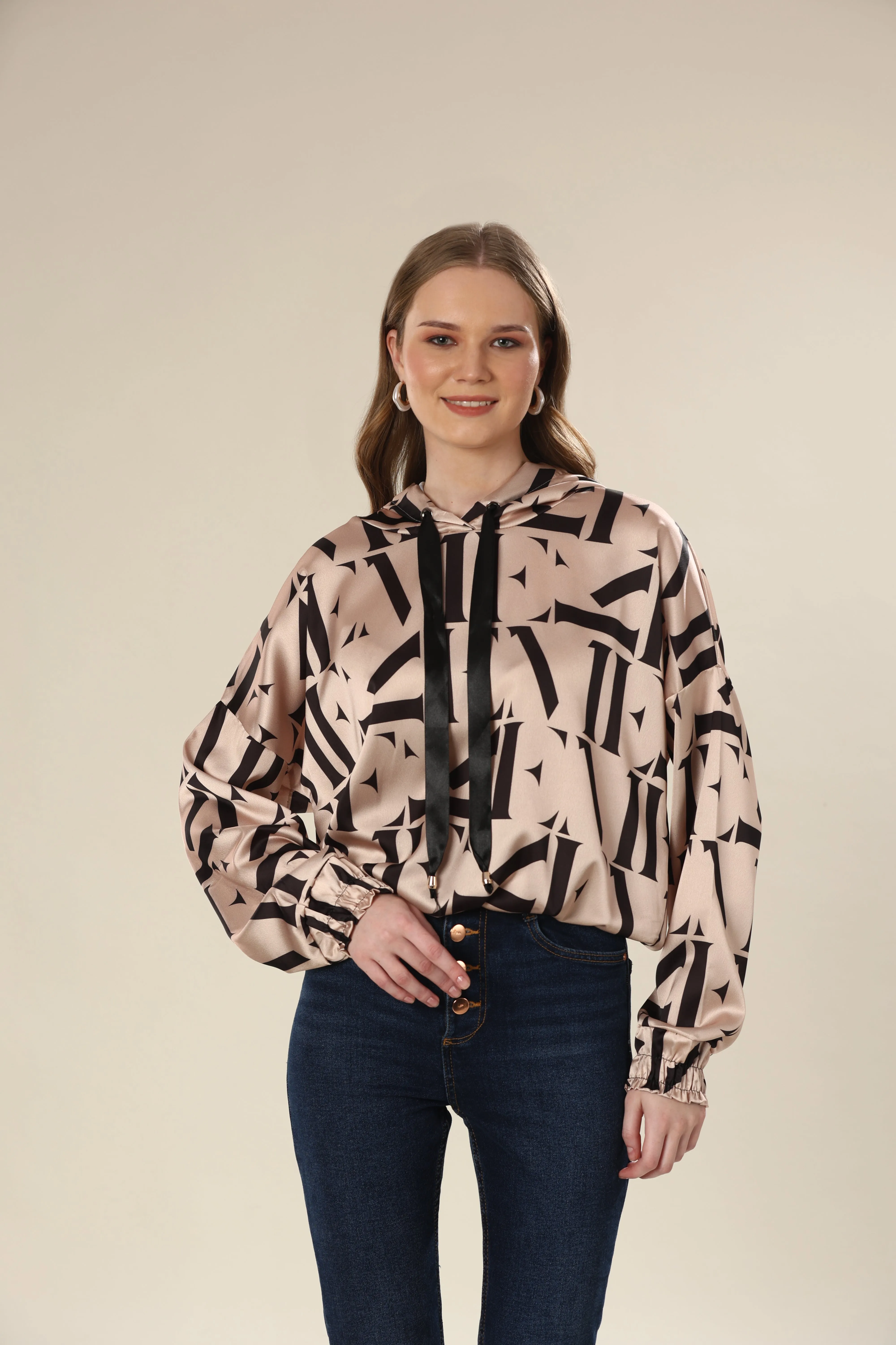 Satin Serenity Loose Fit Hoody Top