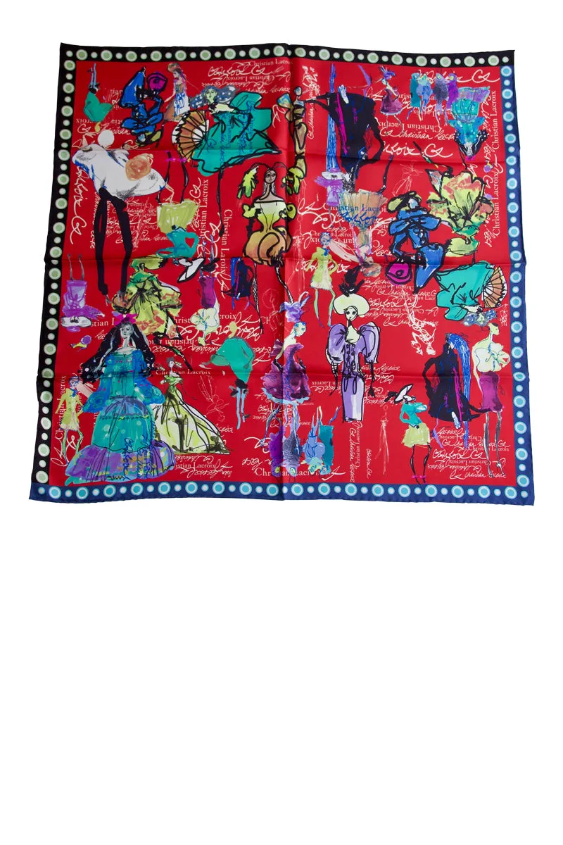 Silk scarf "Croquis" Lacroix - classic red